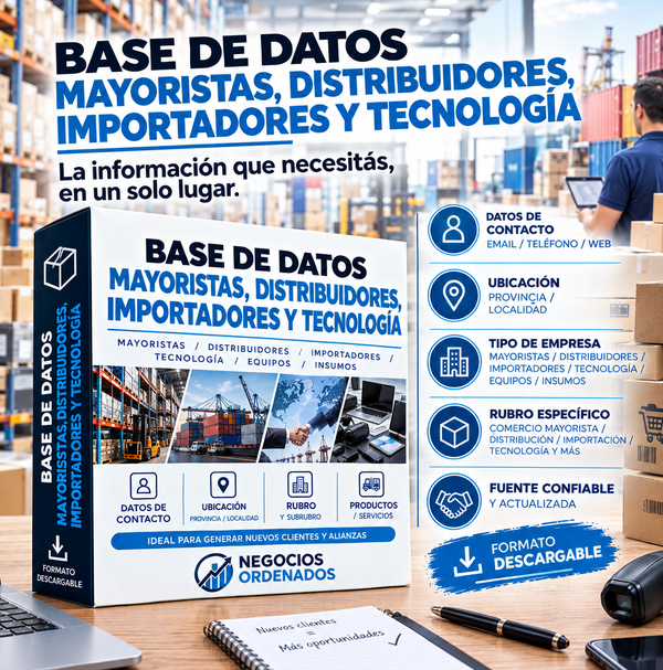 Base de Datos - Mayoristas, Distribuidores, Importadores y Tecnologia