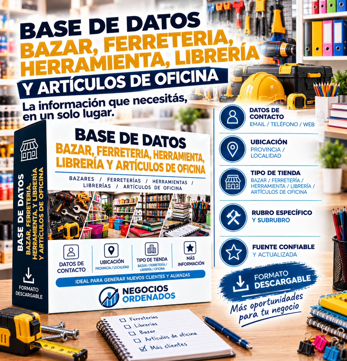 Base de Datos - Bazar, Ferreteria, Herramienta, Librería y Artículos de Oficina
