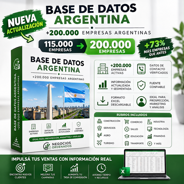 Base de Datos de Empresas Argentinas – +200.000 (+CRM de Regalo)